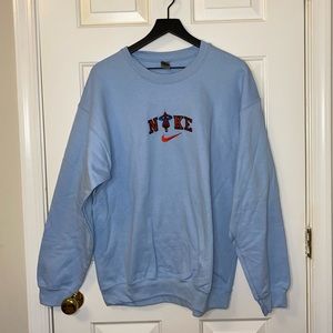 Nike Spiderman Embroidered Light Blue Crewneck Sweater